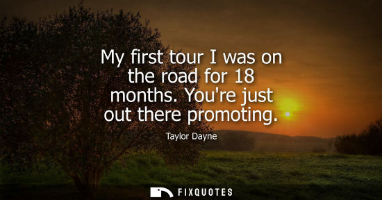 Small: My first tour I was on the road for 18 months. Youre just out there promoting