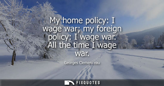Small: My home policy: I wage war my foreign policy: I wage war. All the time I wage war