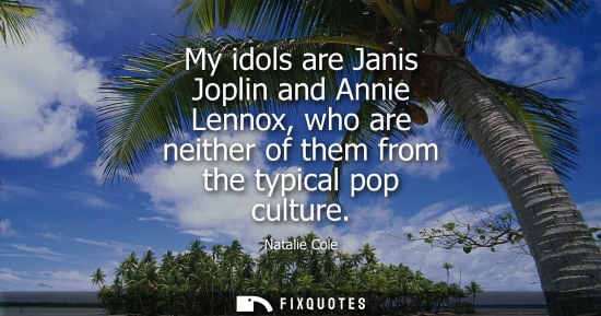 Small: My idols are Janis Joplin and Annie Lennox, who are neither of them from the typical pop culture