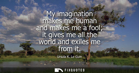 Small: My imagination makes me human and makes me a fool it gives me all the world and exiles me from it