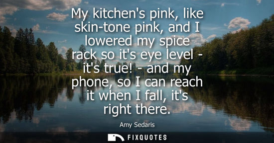 Small: My kitchens pink, like skin-tone pink, and I lowered my spice rack so its eye level - its true!