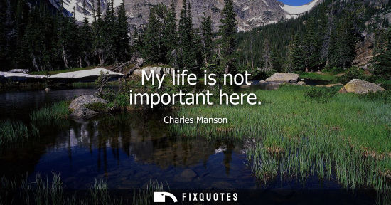 Small: My life is not important here