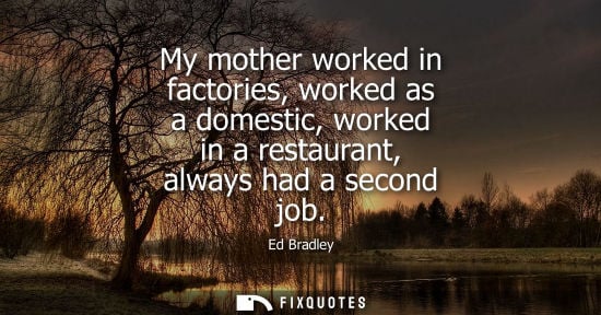 Small: Ed Bradley - My mother worked in factories, worked as a domestic, worked in a restaurant, always had a second 