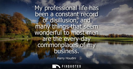 Small: My professional life has been a constant record of disillusion, and many things that seem wonderful to 