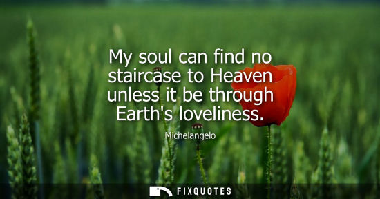 Small: My soul can find no staircase to Heaven unless it be through Earths loveliness