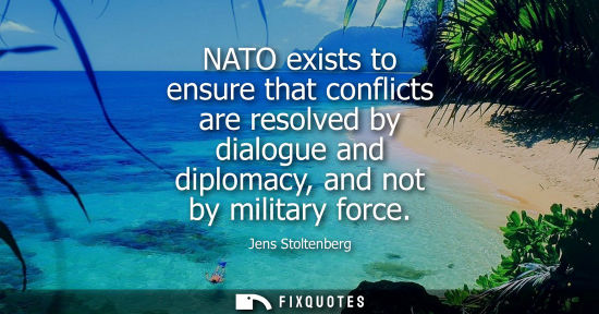 Small: NATO exists to ensure that conflicts are resolved by dialogue and diplomacy, and not by military force