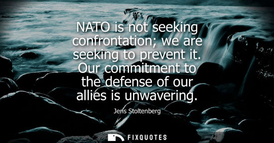 Small: NATO is not seeking confrontation we are seeking to prevent it. Our commitment to the defense of our al