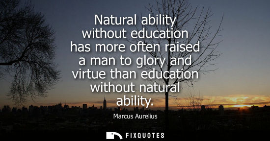 Small: Natural ability without education has more often raised a man to glory and virtue than education without natur
