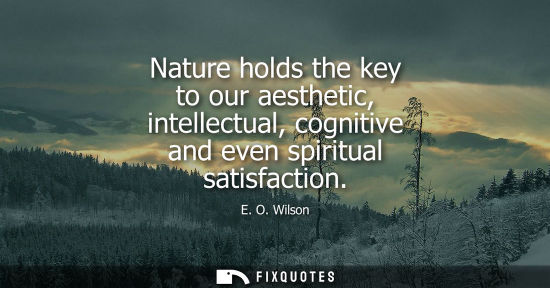 Small: Nature holds the key to our aesthetic, intellectual, cognitive and even spiritual satisfaction