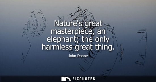 Small: Natures great masterpiece, an elephant the only harmless great thing