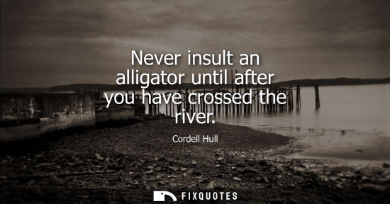Small: Never insult an alligator until after you have crossed the river
