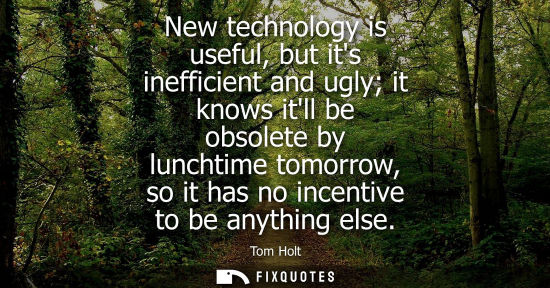 Small: New technology is useful, but its inefficient and ugly it knows itll be obsolete by lunchtime tomorrow, so it 