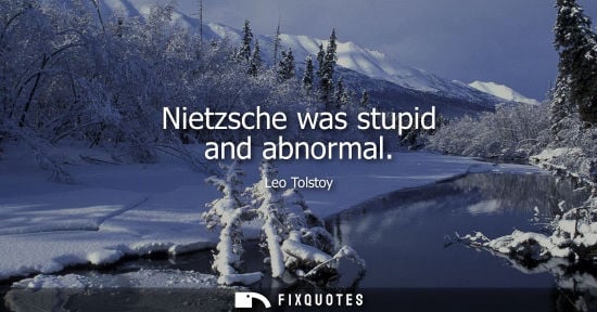 Small: Nietzsche was stupid and abnormal