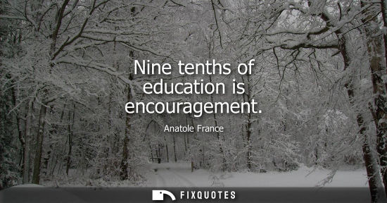 Small: Anatole France: Nine tenths of education is encouragement