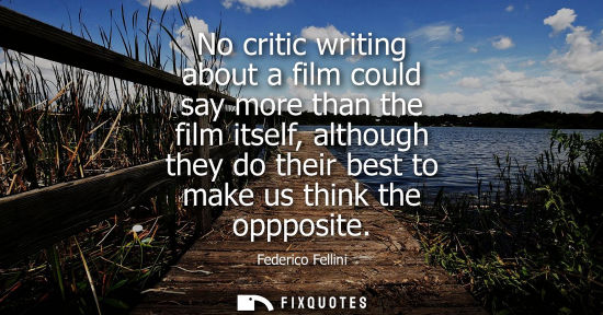 Small: No critic writing about a film could say more than the film itself, although they do their best to make