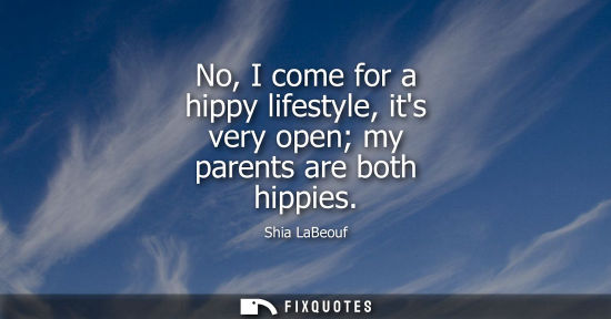 Small: No, I come for a hippy lifestyle, its very open my parents are both hippies