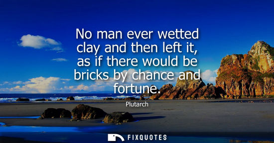 Small: No man ever wetted clay and then left it, as if there would be bricks by chance and fortune