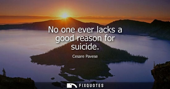 Small: No one ever lacks a good reason for suicide