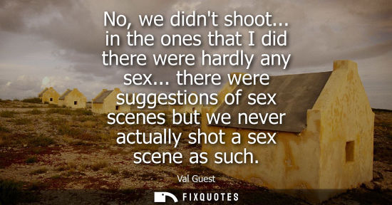 Small: No, we didnt shoot... in the ones that I did there were hardly any sex... there were suggestions of sex