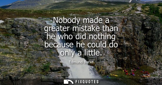 Small: Nobody made a greater mistake than he who did nothing because he could do only a little