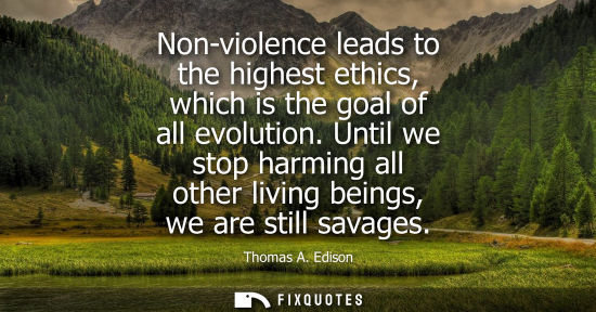 Small: Non-violence leads to the highest ethics, which is the goal of all evolution. Until we stop harming all