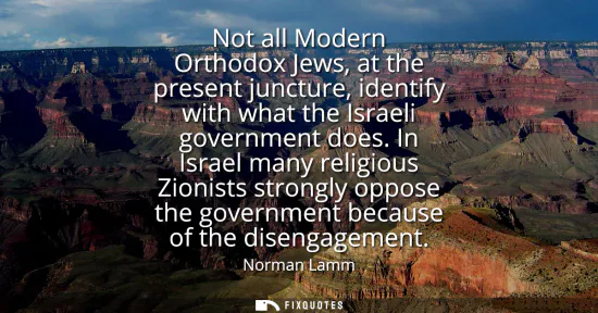 Small: Not all Modern Orthodox Jews, at the present juncture, identify with what the Israeli government does.