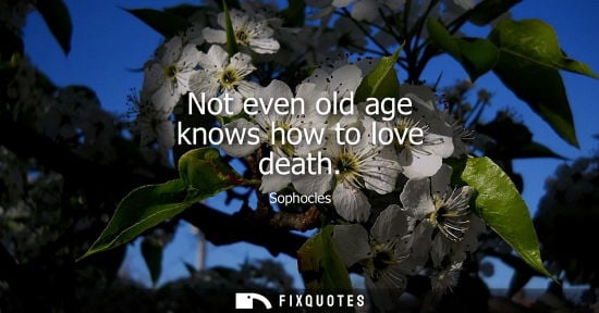 Small: Not even old age knows how to love death - Sophocles