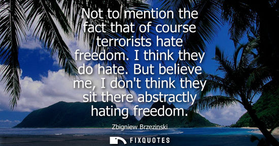 Small: Not to mention the fact that of course terrorists hate freedom. I think they do hate. But believe me, I