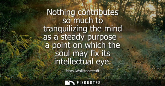 Small: Nothing contributes so much to tranquilizing the mind as a steady purpose - a point on which the soul m