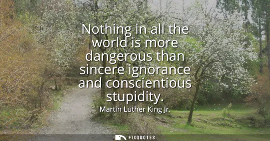 Small: Nothing in all the world is more dangerous than sincere ignorance and conscientious stupidity