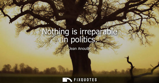 Small: Nothing is irreparable in politics