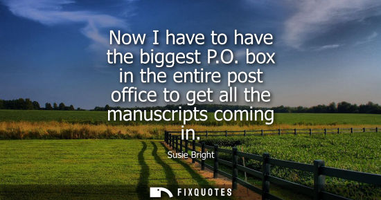 Small: Now I have to have the biggest P.O. box in the entire post office to get all the manuscripts coming in