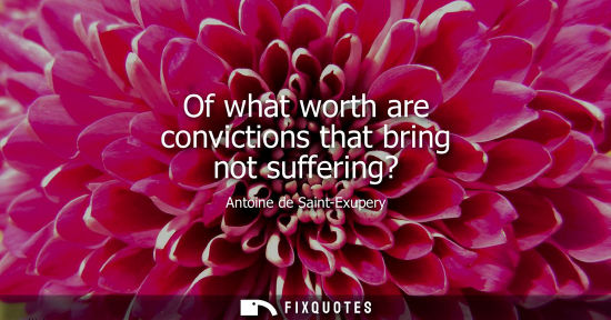 Small: Of what worth are convictions that bring not suffering? - Antoine de Saint-Exupery