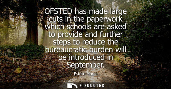Small: OFSTED has made large cuts in the paperwork which schools are asked to provide and further steps to red