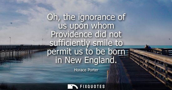 Small: Oh, the ignorance of us upon whom Providence did not sufficiently smile to permit us to be born in New 