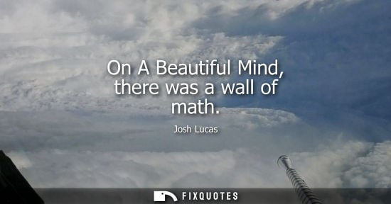 Small: On A Beautiful Mind, there was a wall of math