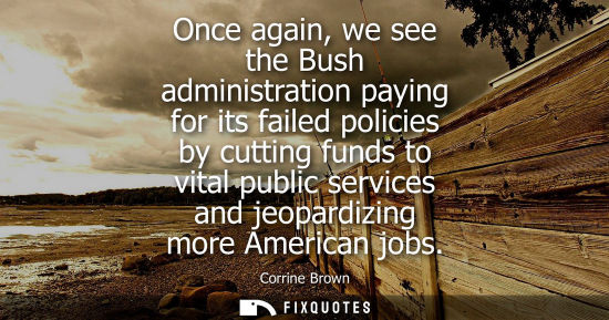 Small: Once again, we see the Bush administration paying for its failed policies by cutting funds to vital pub