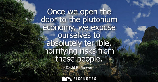Small: Once we open the door to the plutonium economy, we expose ourselves to absolutely terrible, horrifying 