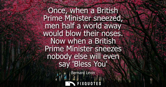 Small: Once, when a British Prime Minister sneezed, men half a world away would blow their noses. Now when a B