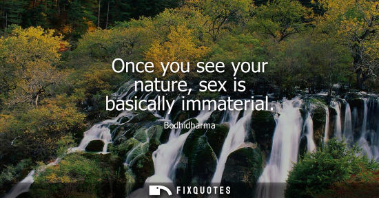 Small: Bodhidharma: Once you see your nature, sex is basically immaterial