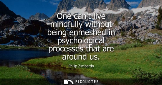 Small: One cant live mindfully without being enmeshed in psychological processes that are around us