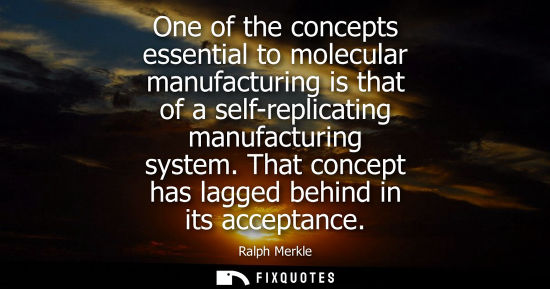 Small: One of the concepts essential to molecular manufacturing is that of a self-replicating manufacturing sy