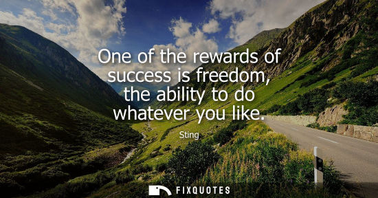 Small: One of the rewards of success is freedom, the ability to do whatever you like