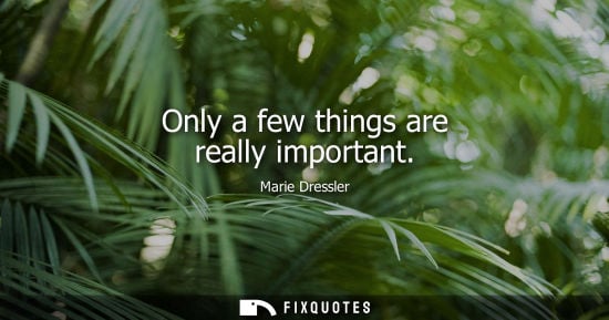 Small: Only a few things are really important