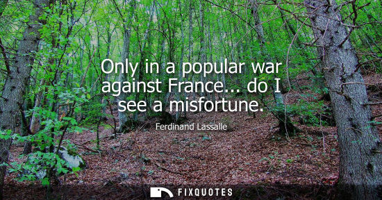 Small: Only in a popular war against France... do I see a misfortune