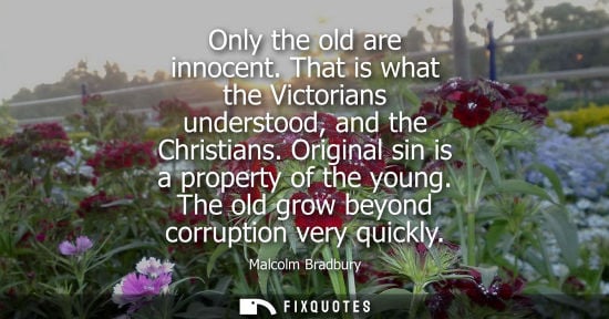 Small: Malcolm Bradbury - Only the old are innocent. That is what the Victorians understood, and the Christians. Orig