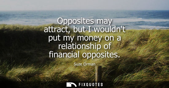 Small: Opposites may attract, but I wouldnt put my money on a relationship of financial opposites
