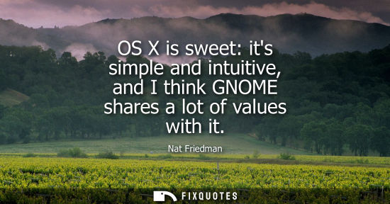 Small: OS X is sweet: its simple and intuitive, and I think GNOME shares a lot of values with it