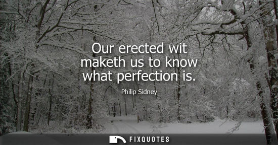 Small: Our erected wit maketh us to know what perfection is