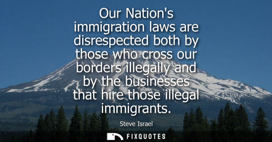 Small: Our Nations immigration laws are disrespected both by those who cross our borders illegally and by the 